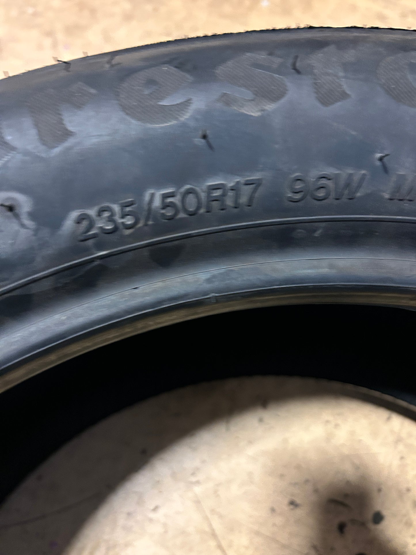 2 NOS FIRESTONE FIREHAWK PURSUIT BSW P 235 50 17 96W ALL SEASON TIRE 011494