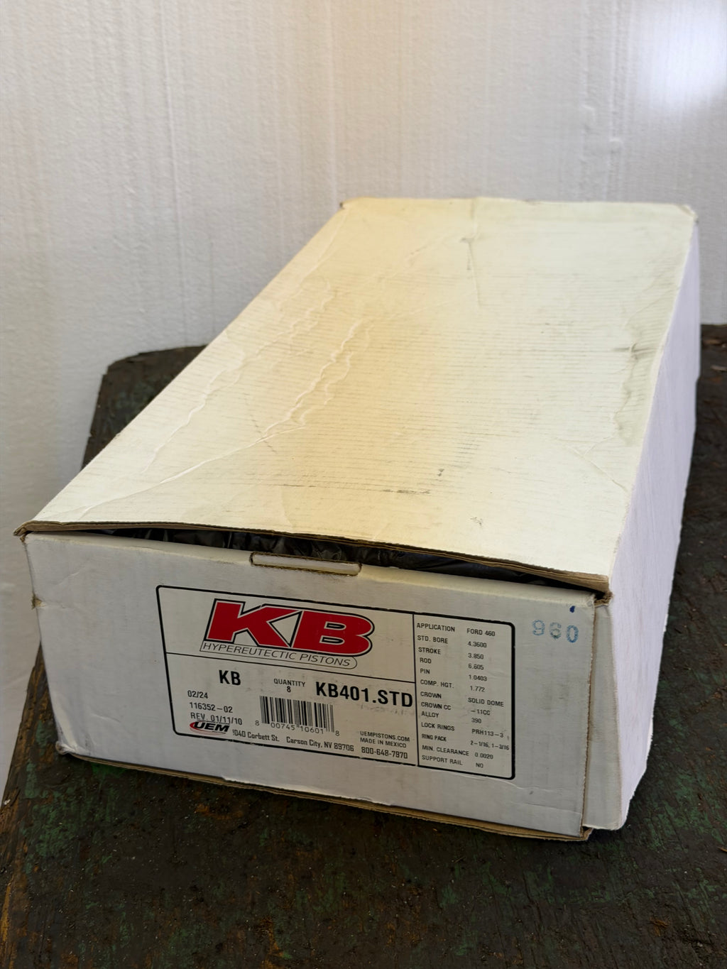 KB PERFORMANCE PISTONS 4.360 IN. BORE BB FORD 460 KB401.STD