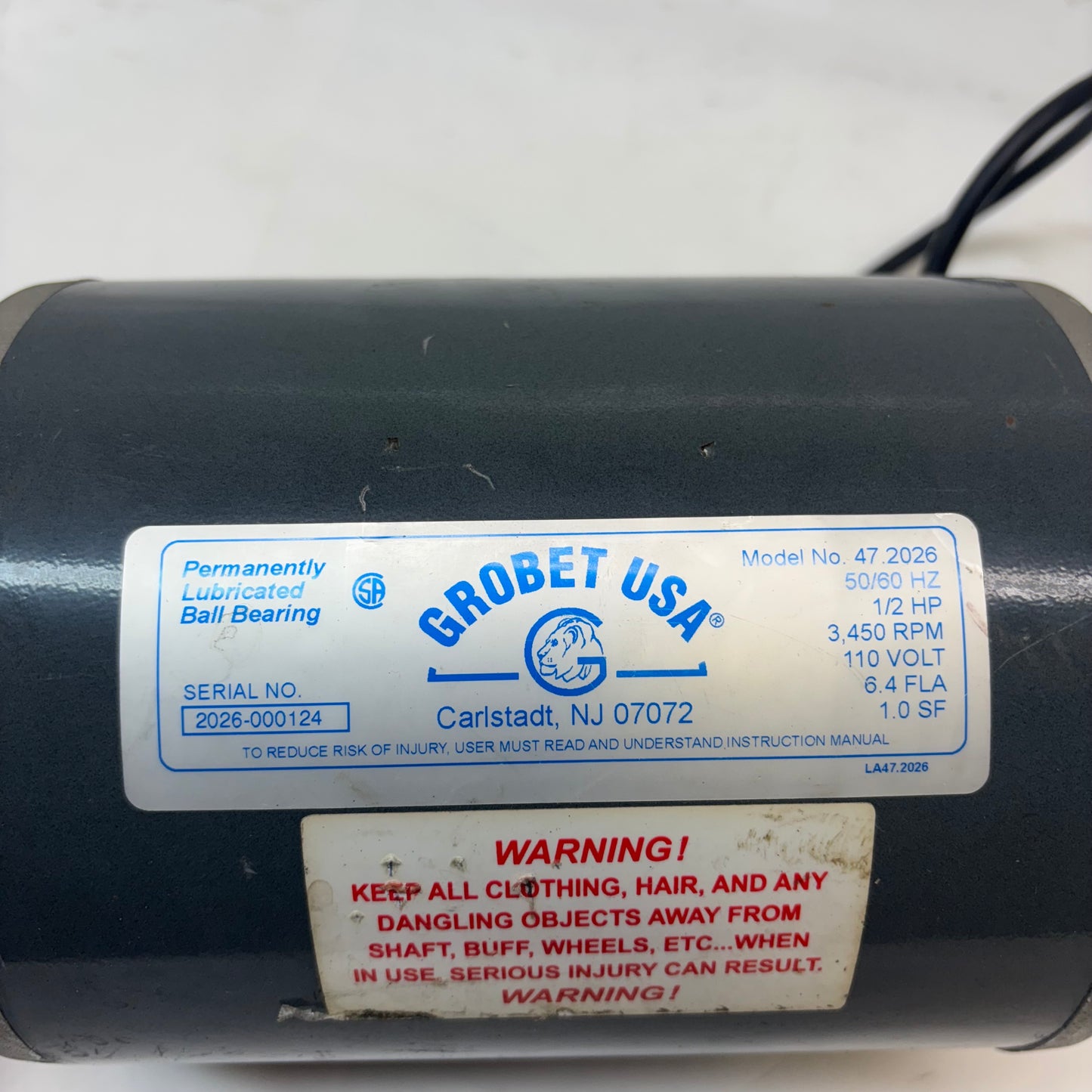 GROBET USA DOUBLE SPINDLE 1/2 HP POLISHING MOTOR 50/60HZ 3450RPM 110V 47.2026