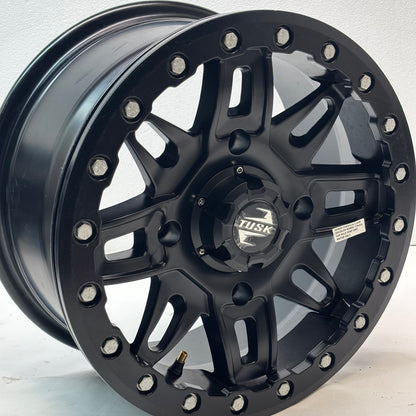 2 TUSK TD672 BLACK MATTER WHEELS 15X7 ET 30 4X6-1/4