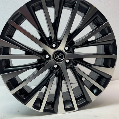 USED 21" LEXUS RX350 23-24 21X8 20 SPOKE MACHINED BLACK ORIGINAL OEM WHEEL RIM