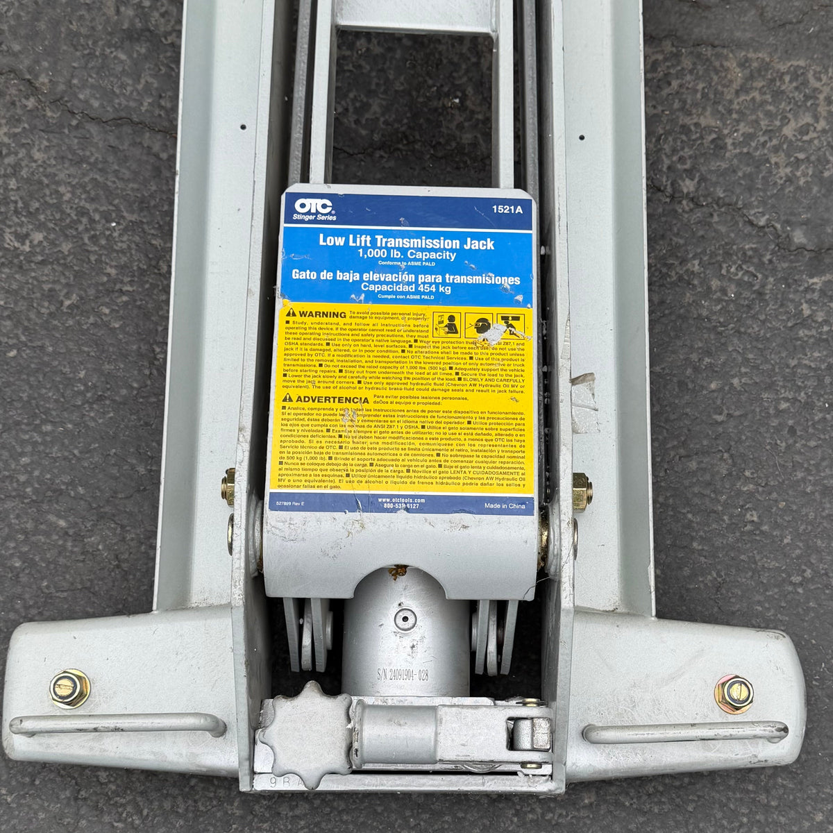 OTC TRANSMISSION JACK, 36-1/2 IN. L, 1000 LB. 1521A