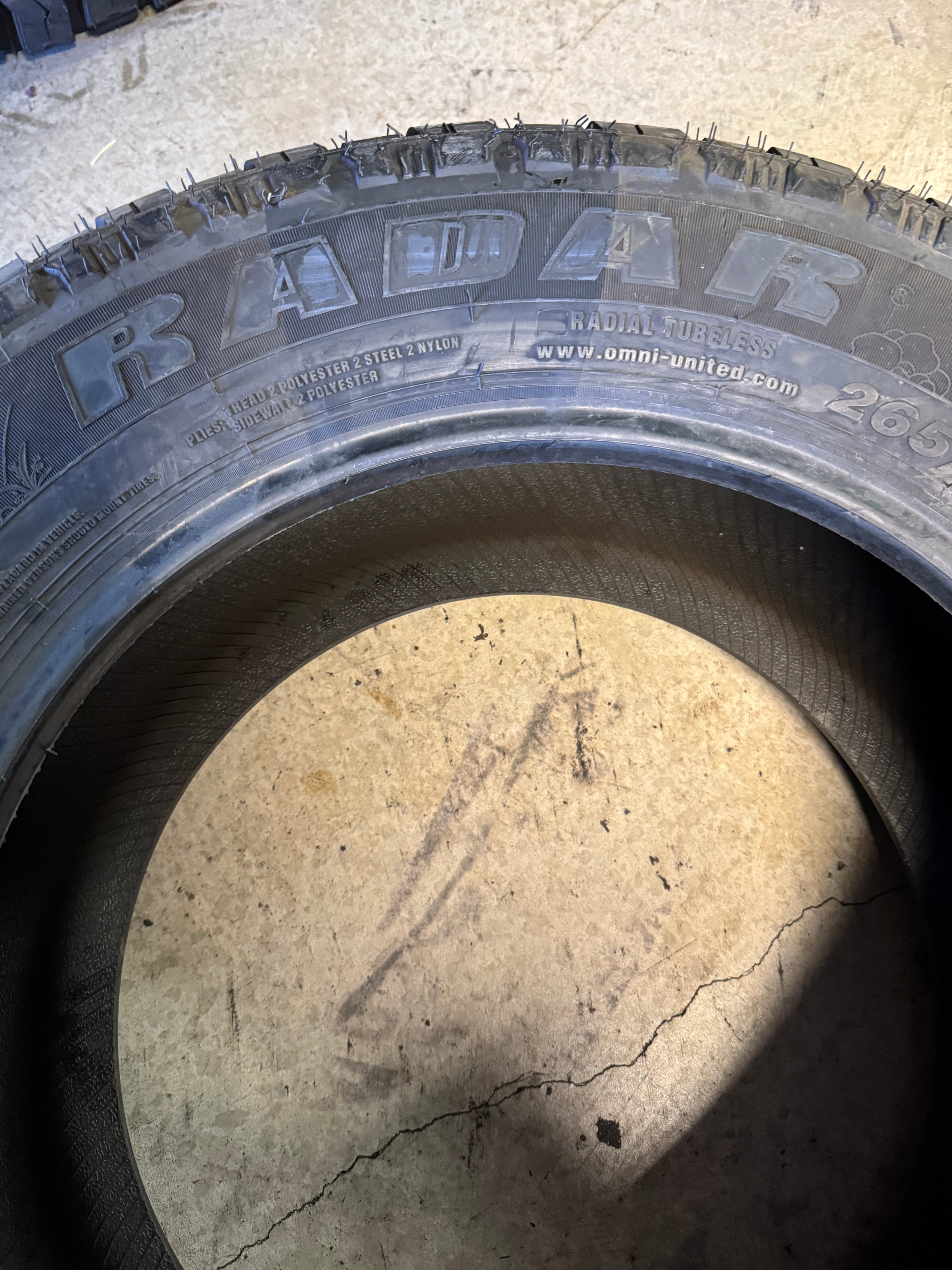 2 NOS RADAR RENEGADE AT5 BSW P 265 65 17 116T XL ALL TERRAIN TIRE RZD0115