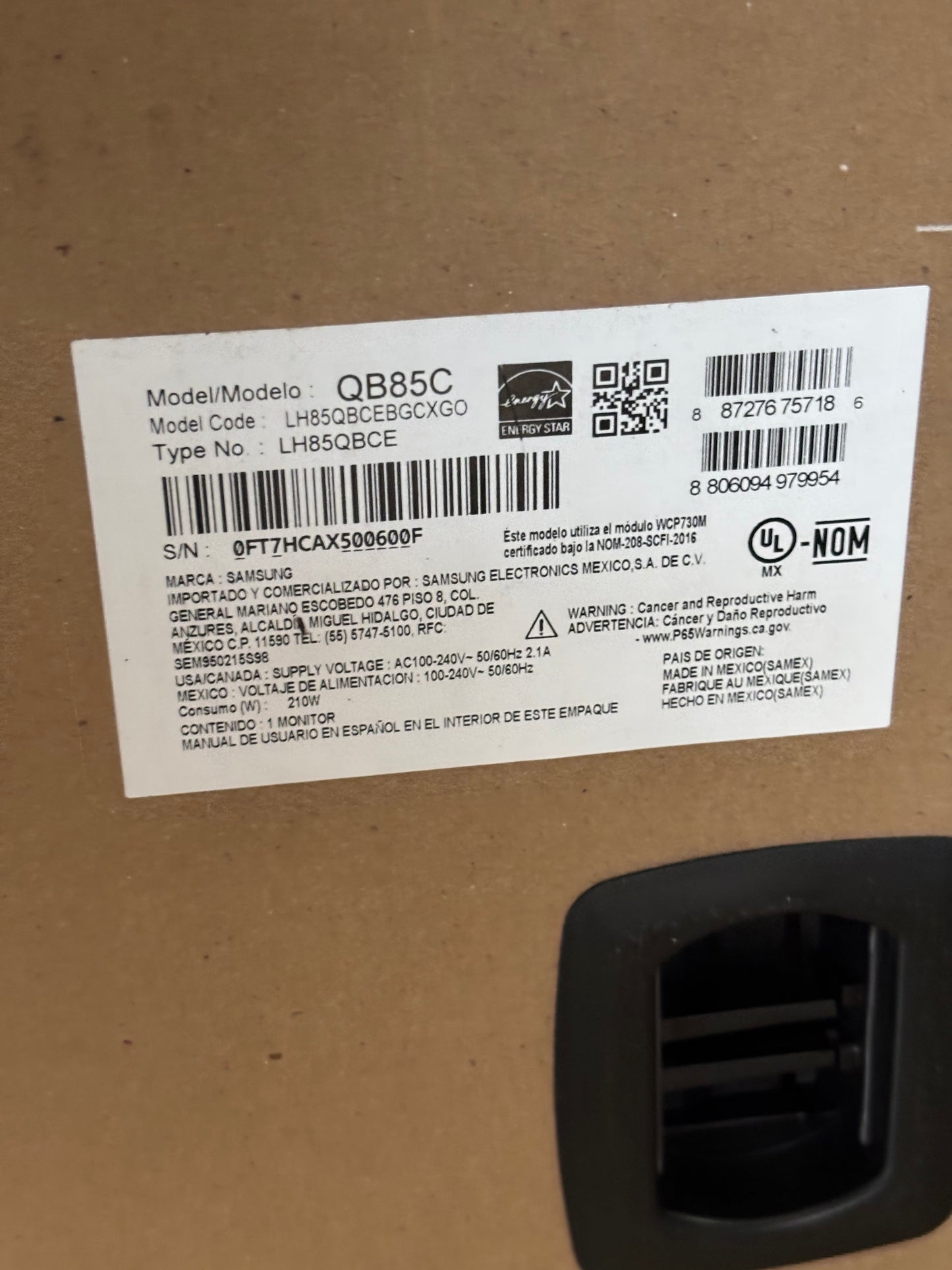 SAMSUNG QB85C QBC SERIES 85" UHD 4K HDR COMMERCIAL MONITOR (KSL ONLY