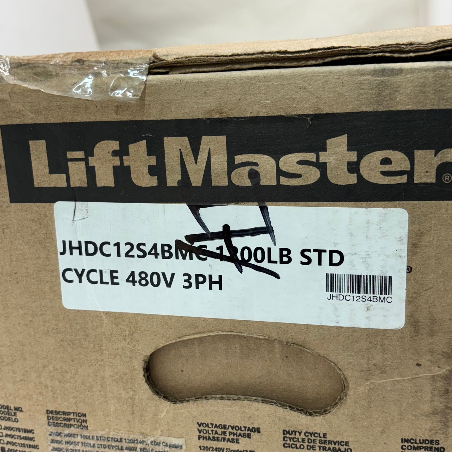 LIFTMASTER JHDC12S4BMC MAXUM HOIST OPERATOR MED DUTY 480VAC 3PH CHAIN SIZE 50
