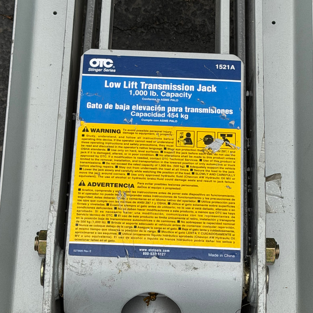 OTC TRANSMISSION JACK, 36-1/2 IN. L, 1000 LB. 1521A