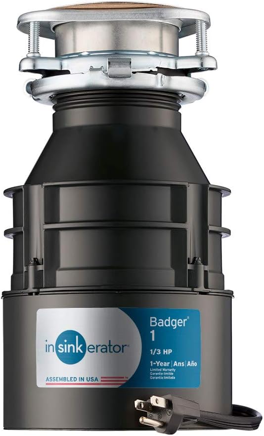 INSINKERATOR GARBAGE DISPOSAL W/ CORD BADGER 1, 1/3HP  1-92A