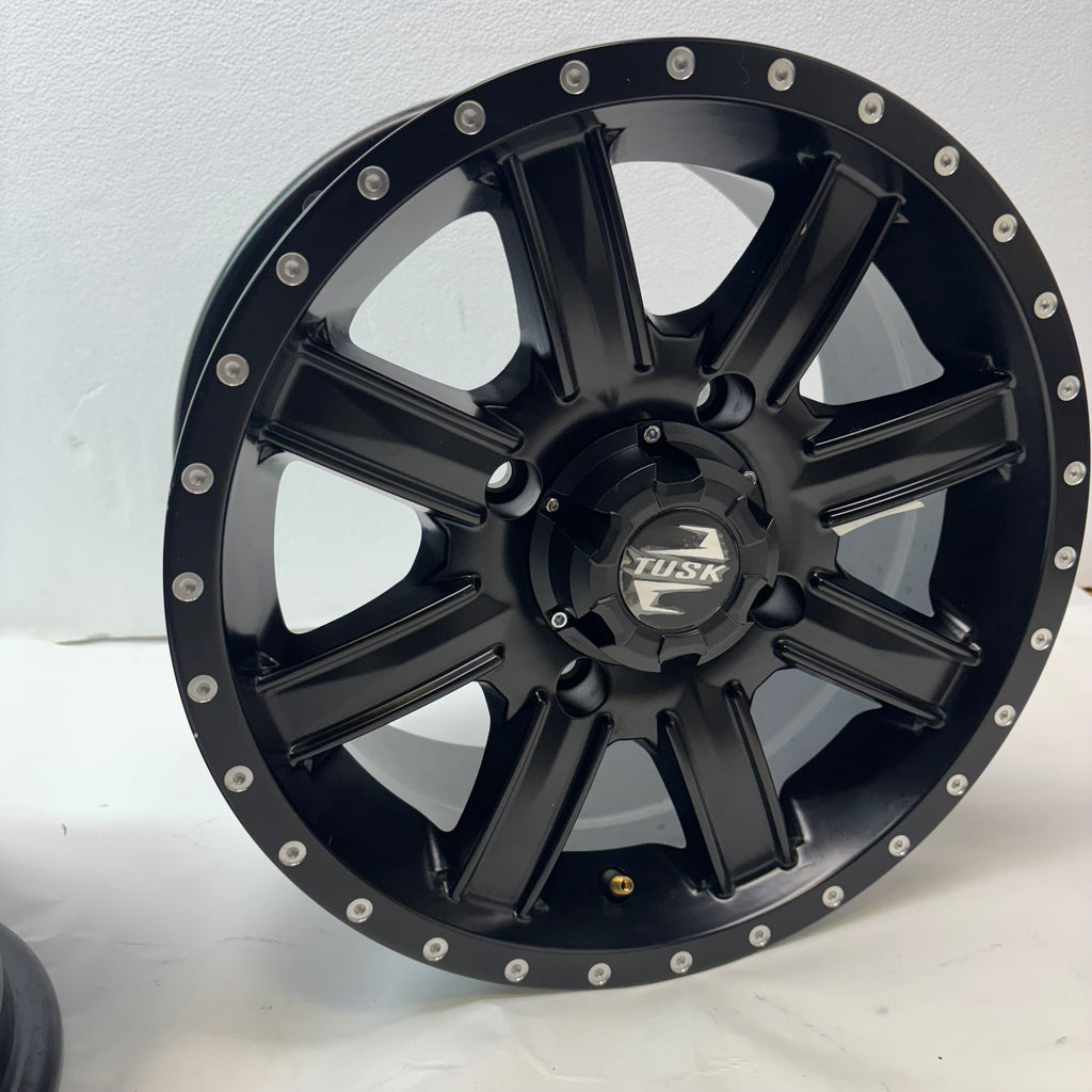2 TUSK TD671B CASCADE MATTE BLACK WHEELS 4X4.5 14X7 ET30