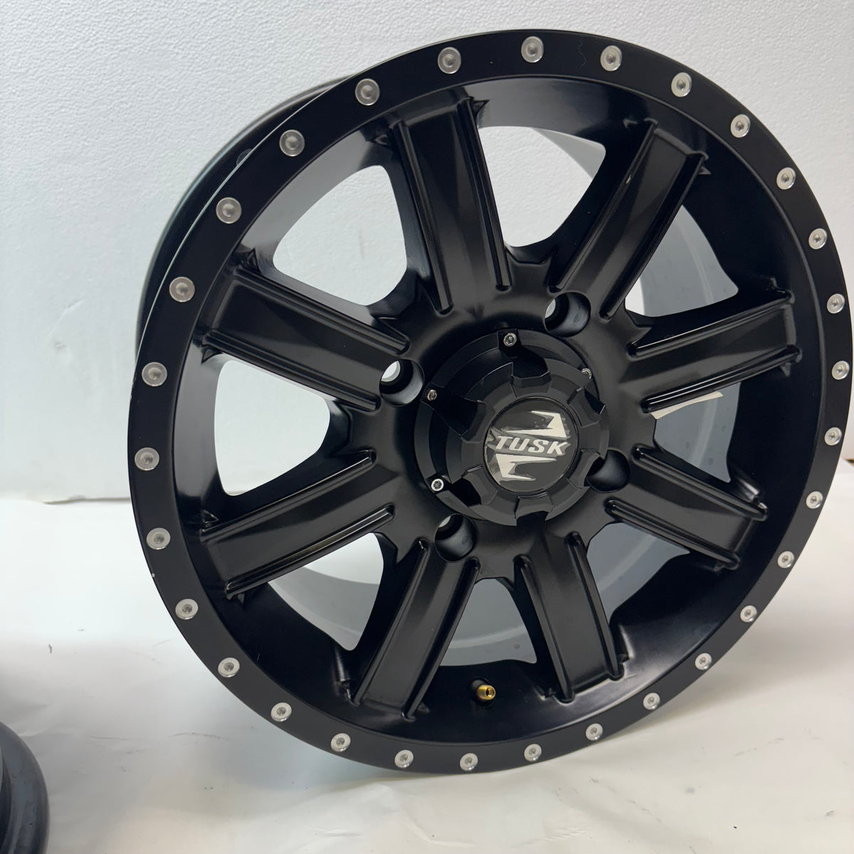 2 TUSK TD671B CASCADE MATTE BLACK WHEELS 4X4.5 14X7 ET30