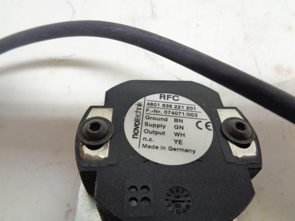 USED NOVOTECHNIK RFC 4801 636 221 201 ROTARY SENSOR WITH MOUNTING HARDWARE R15T3