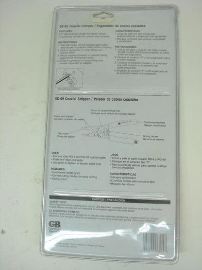 GARDNER BENDER DCK-001 COAX CABLE CRIMPING KIT GS-59 COAXIAL STRIPPER R22T5