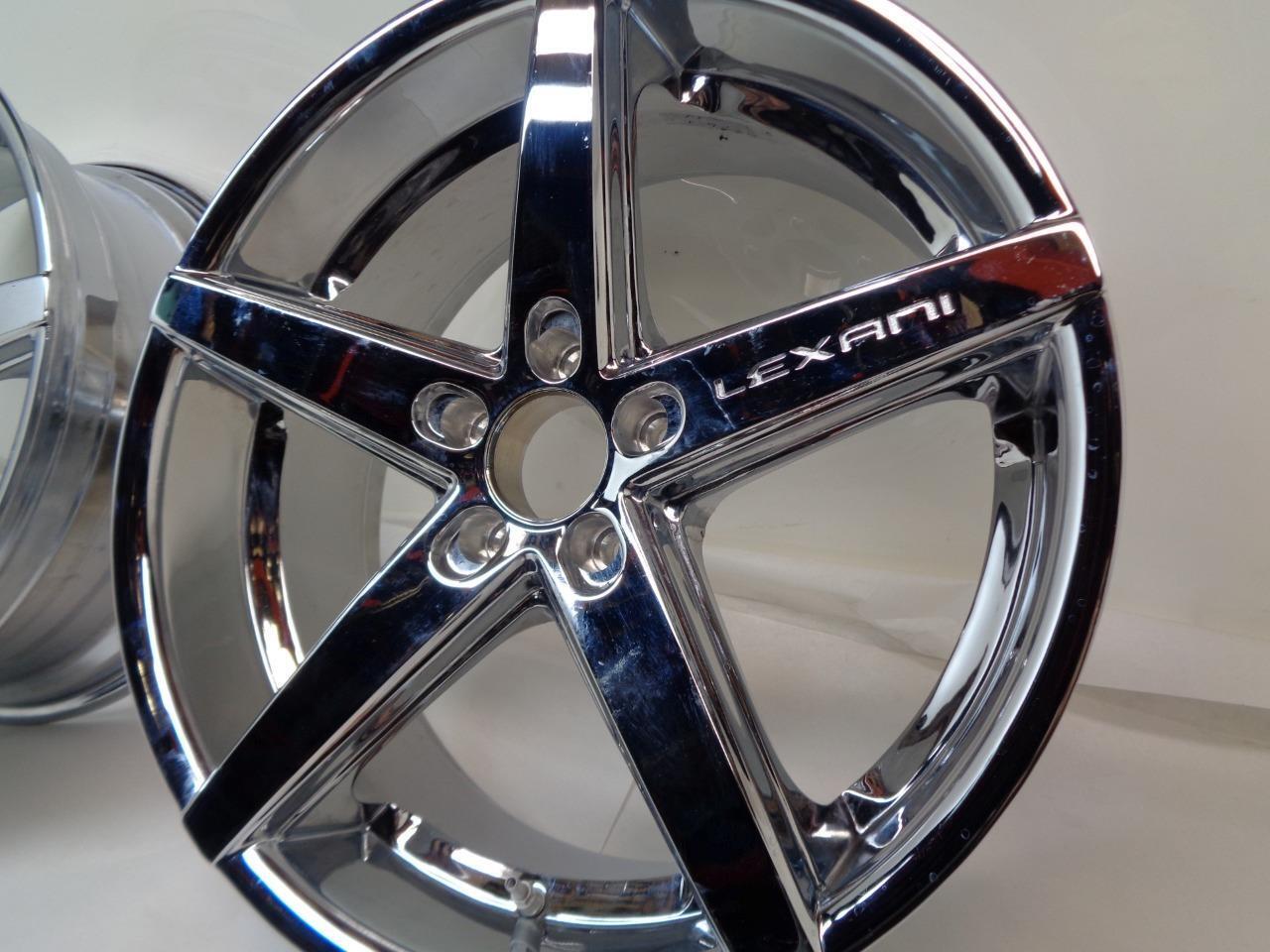 PAIR OF LEXANI R-FOUR FULL CHROME 20x8.5 5x115 +15 WHEELS SR