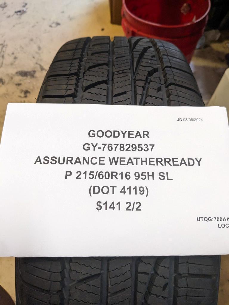 2 GOODYEAR ASSURANCE WEATHERREADY P 215 60 16 95H SL TIRES 767829537 CQ3