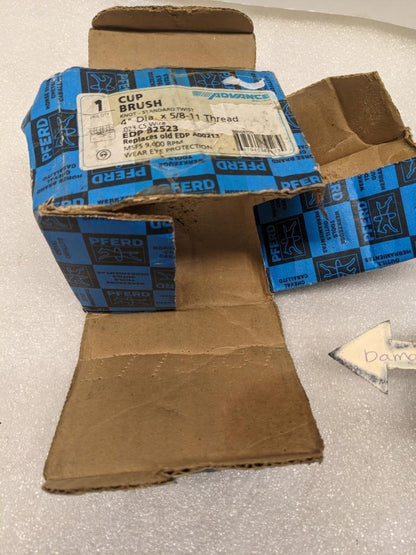 PFERD 82523 4" DIAMETER KNOT WIRE CUP BRUSH .023 CS WIRE 5/8-11 THREAD NEW R22