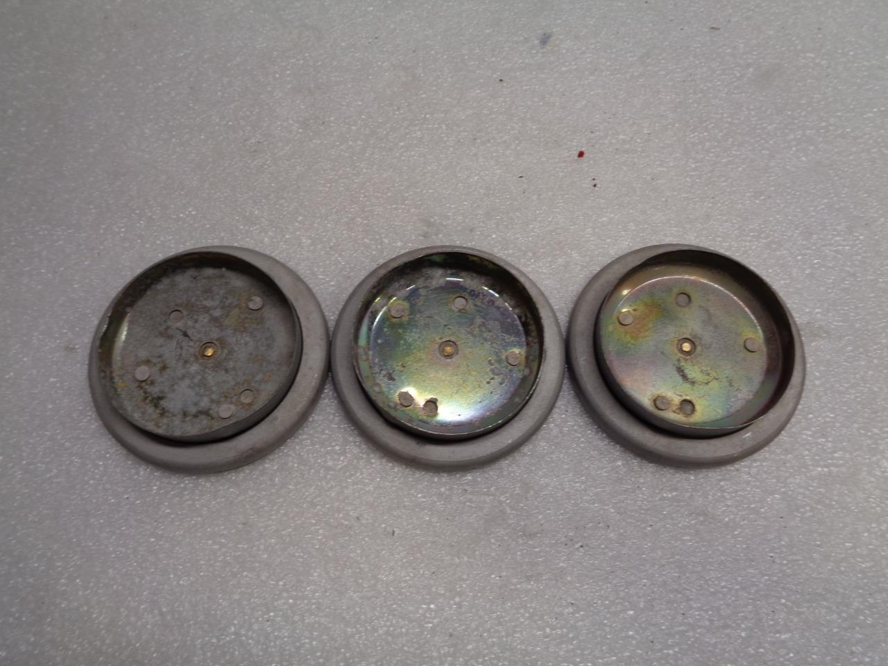 Porsche Metal Center Cap Silver Engraved Face Set of 3 76mm USED GENUINE R23