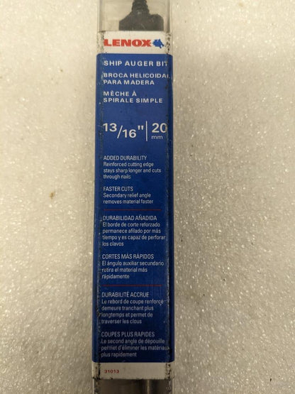 LENOX 31013 13/16" X 18" SHIP AUGER BIT NEW D0
