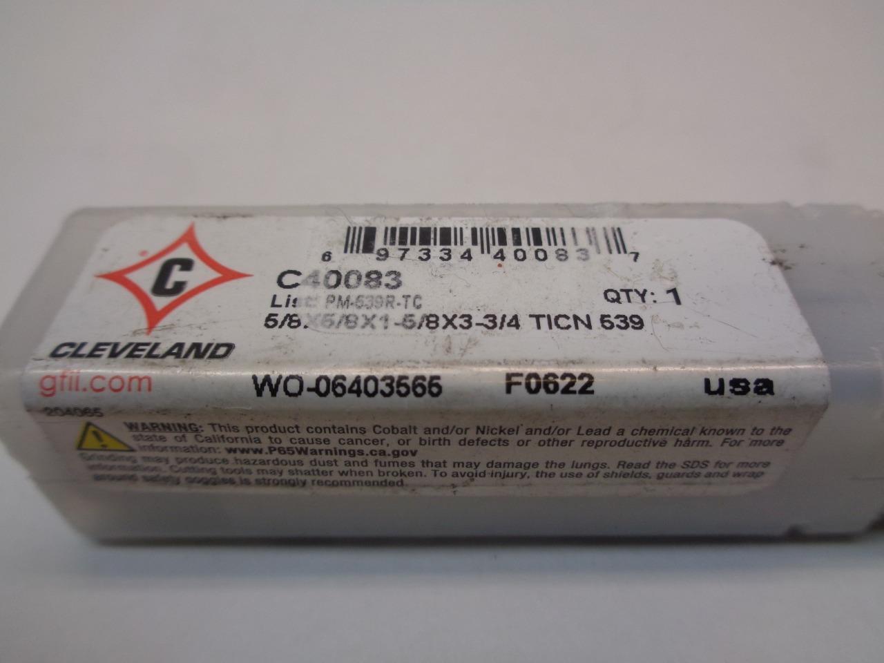 CLEVELAND TOOL C40083 5/8x5/8x1-5/8x3-3/4 PM+ 3F CORNER RADIUS END MILL R22T8