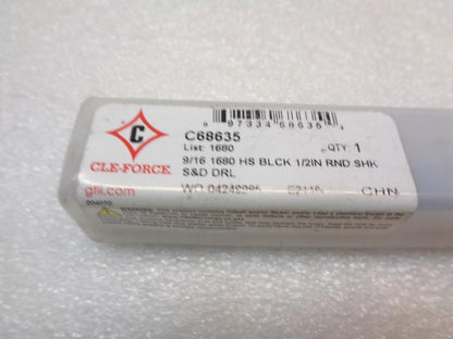 CLE-FORCE C68635 1680 GENERAL PURPOSE SILVER & DEMING DRILL 9/16" DIA. R22T6BM2