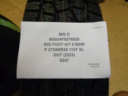 BIG O BIG FOOT AT II BSW P 275 60 20 115T SL ALL TERRAIN TIRE BIGOATII276020 CQ1