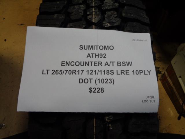 SUMITOMO ENCOUNTER A/T BSW LT 265 70 17 121/118S LRE 10PLY TIRE ATH92 BQ4
