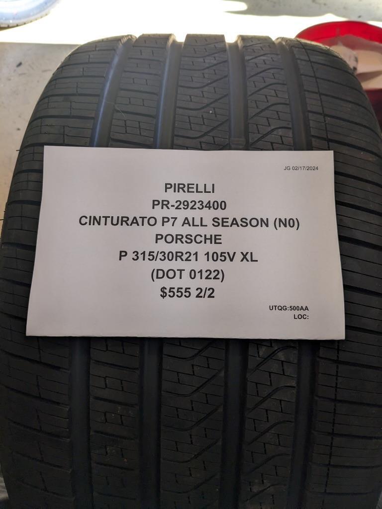 2 PIRELLI CINTURATO P7 A/S (N0) PORSCHE P 315 30 21 105V XL TIRE 2923400 CQ1