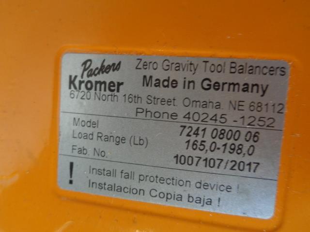 PACKERS KROMER ZERO GRAVITY TOOL BALANCER LR 165, 0-198, 0LB 7241 0800 06 NEW H1