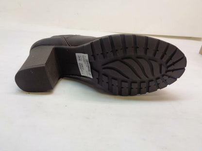 NEW CLARKS VERONA TRISH BROWN LEATHER 2 INCH HEELED BOOTS US 6.5 M SR