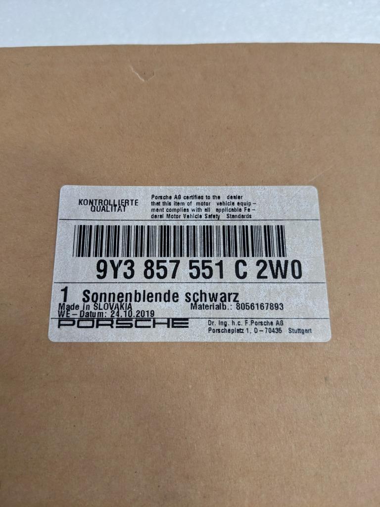 PORSCHE 9Y3857551C2W0 LEFT SUN VISOR BLACK FOR 20-23 CAYENNE COUPE NEW PGB2