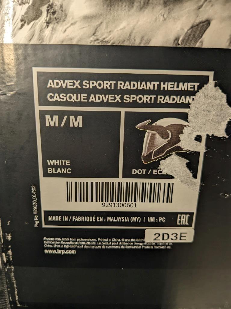 SKI-DOO ADVEX SPORT RADIANT SNOWMOBILE HELMET-WHITE-MEDIUM 9291300601 NEW SR