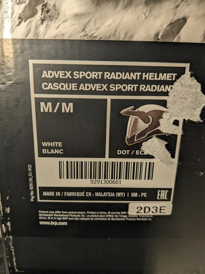 SKI-DOO ADVEX SPORT RADIANT SNOWMOBILE HELMET-WHITE-MEDIUM 9291300601 NEW SR
