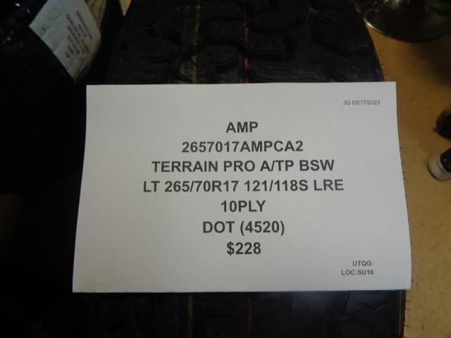 1 AMP TERRAIN PRO ATP BSW LT 265 70 17 121/118S LRE 2657017AMPCA2 TIRE BQ1 SU16