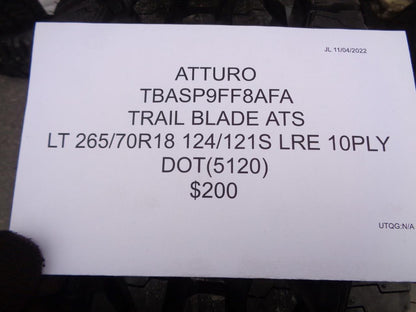 ATTURO TRAIL BLADE ATS LT 265 70 18 124/121S LRE 10PLY TBASP9FF8AFA SU7
