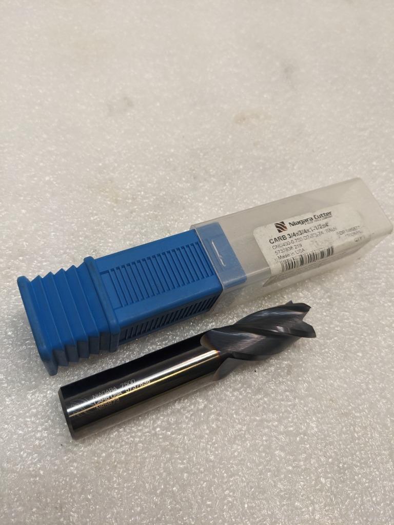 NIAGARA CUTTER SQUARE END 3/4" DIAM 2-1/4" 4 FLUTE SOLID CARBIDE NEW R29