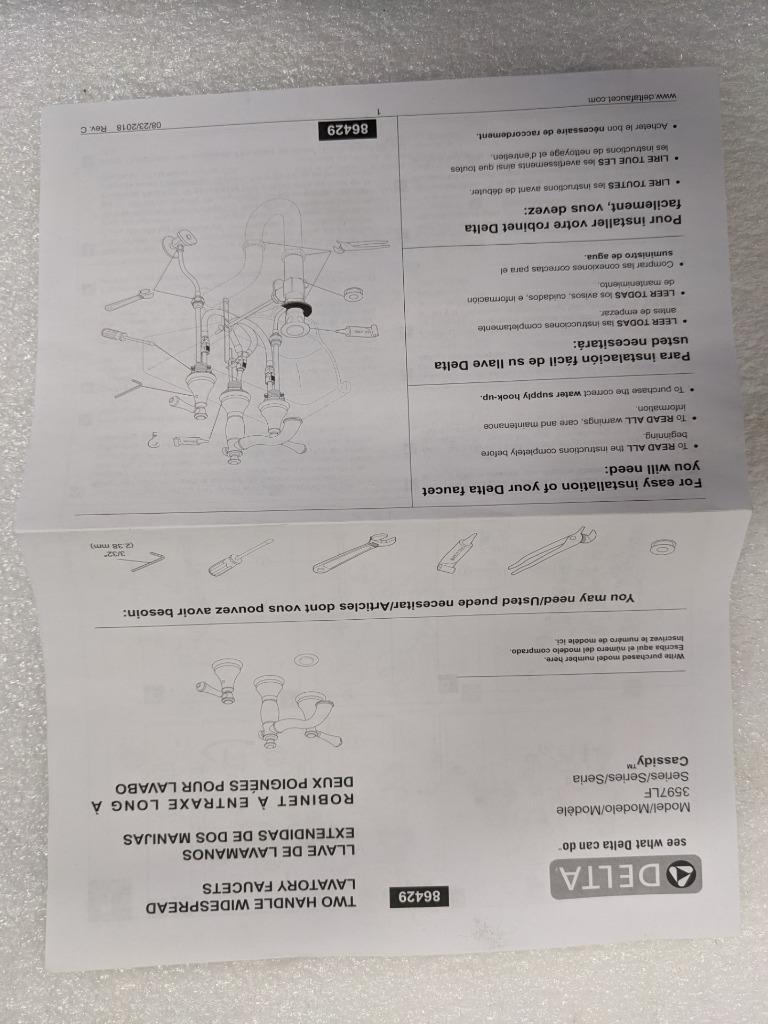 Memoirs K-454-4V-CP Stately Widespread bathroom sink faucet with lever NEW R29