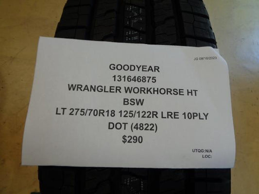 GOODYEAR WRANGLER WORKHORSE HT 275 70 18 125/122R LRE 10PLY TIRE 131646875 BQ4