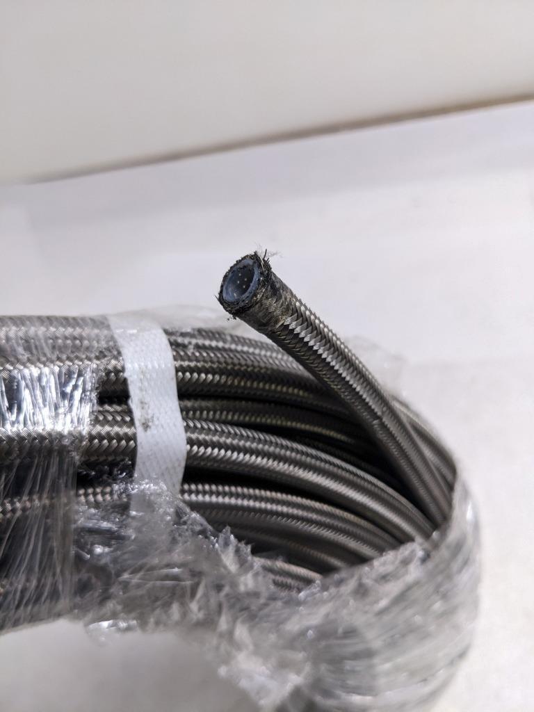 UNBRANDED BRAIDED 100' METAL HOSE 5/16" ID 7/16" OD W/ PLASTIC TUBING NEW R3T3