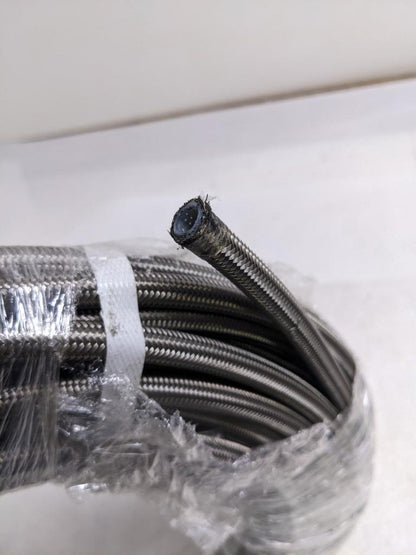 UNBRANDED BRAIDED 100' METAL HOSE 5/16" ID 7/16" OD W/ PLASTIC TUBING NEW R3T3