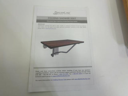 NEW DREAMLINE NATURAL TEAK FOLDING SHOWER SEAT SHST-02-TN SR