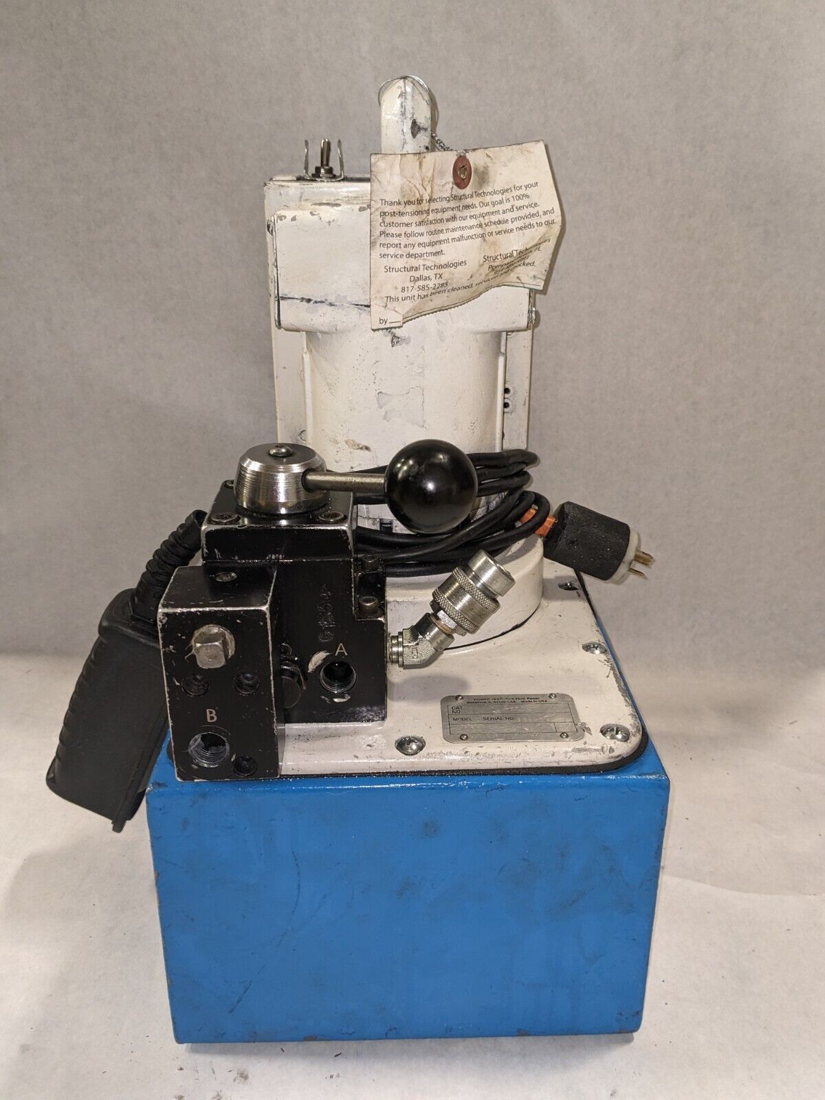 POWER TEAM SPX ELECTRIC HYDRAULIC PUMP PE550 W/ MR571 POST TENSION JACK