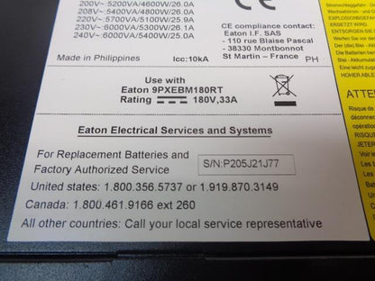 NEW EATON 9PX KIT MODEL 9PX6KTF5 / 6U 9PX6K 9104-12585-00P UPS