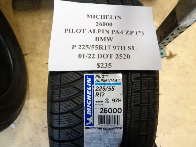 1 NEW MICHELIN Pilot Alpin PA4 ZP () BMW 225/55R17 97H SL 26000