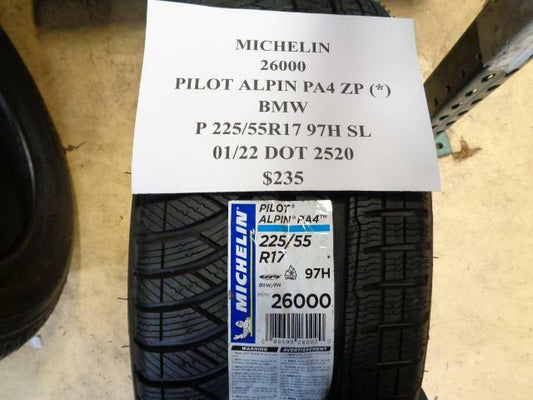 1 NEW MICHELIN Pilot Alpin PA4 ZP () BMW 225/55R17 97H SL 26000