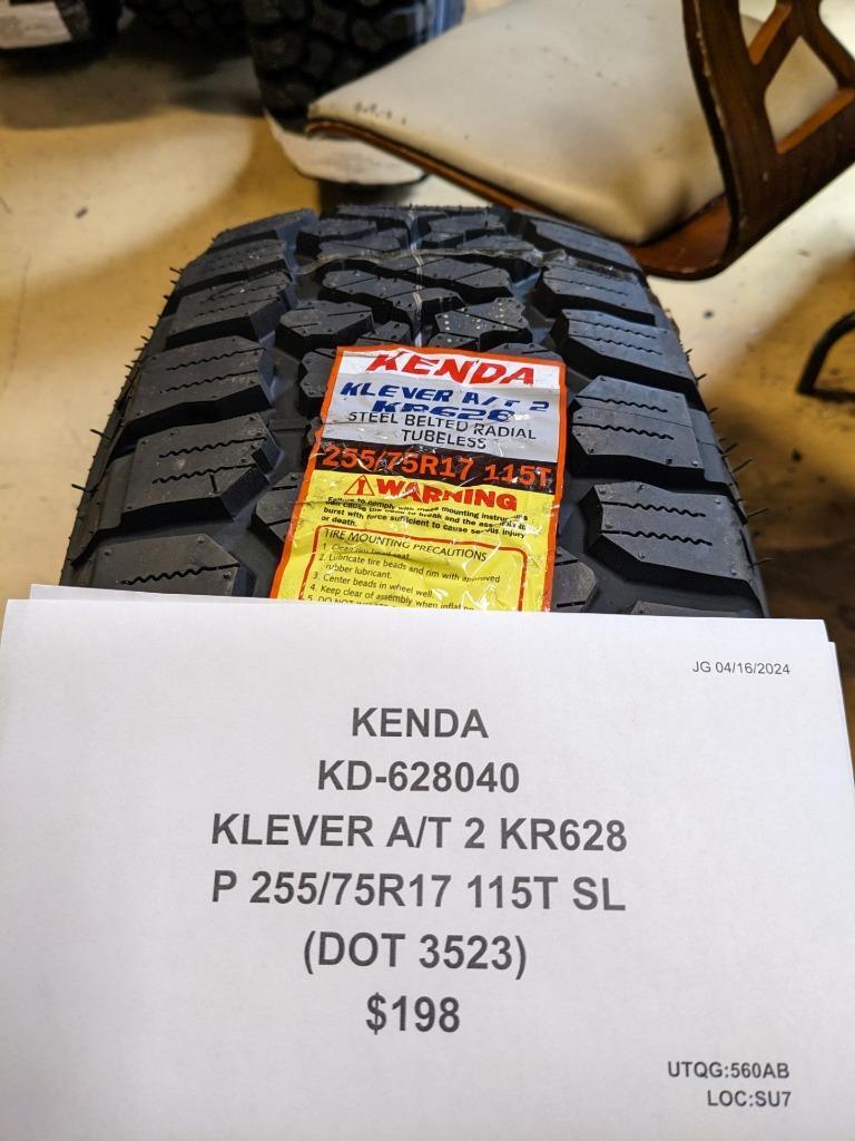 KENDA KLEVER A/T 2 KR628 P 255 75 17 115T SL ALL TERRAIN TIRE 628040 CQ2