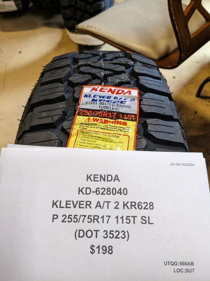 KENDA KLEVER A/T 2 KR628 P 255 75 17 115T SL ALL TERRAIN TIRE 628040 CQ2