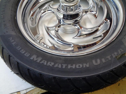 RC COMPONENTS CHROME SAVAGE 16" FRONT WHEEL w/ METZELER ME88 ULTRA MT90B16 72H