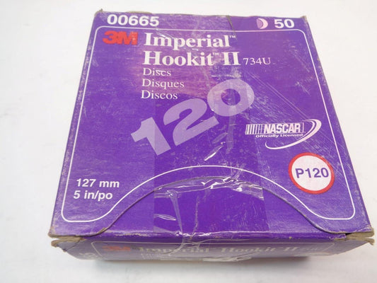 3M 50ct IMPERIAL HOOKIT II 734U 5" P120 ABRASIVE DISCS 00665 R7