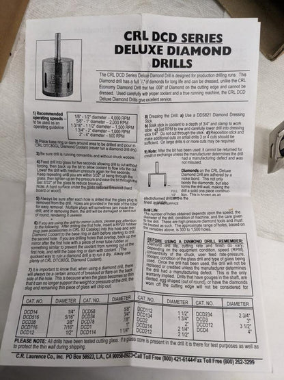 CRL HBT2 331747/022 2" BELGIAN THREAD ELECTRO-FORMED DIAMOND DRILL NEW D0
