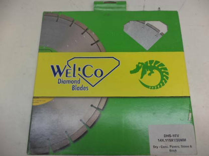 NEW WELCO 14" DIAMOND BLADE DRY CUTTING CONCRETE STONE AND BRICK DHS-1EV SP2T2
