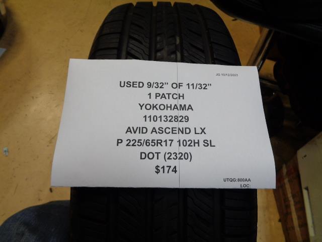 USED YOKOHAMA AVID ASCEND LX 1 PATCH P 225 65 102H SL TIRE 110132829 BQ4