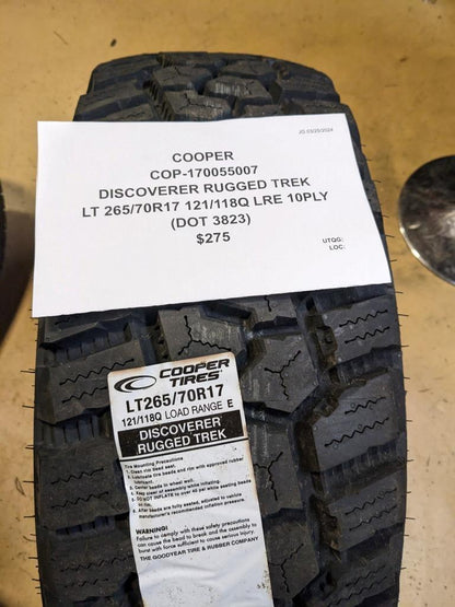 COOPER DISCOVERER RUGGED TREK LT 265 70 17 121/118Q LRE 10PLY TIRE 170055007 CQ2